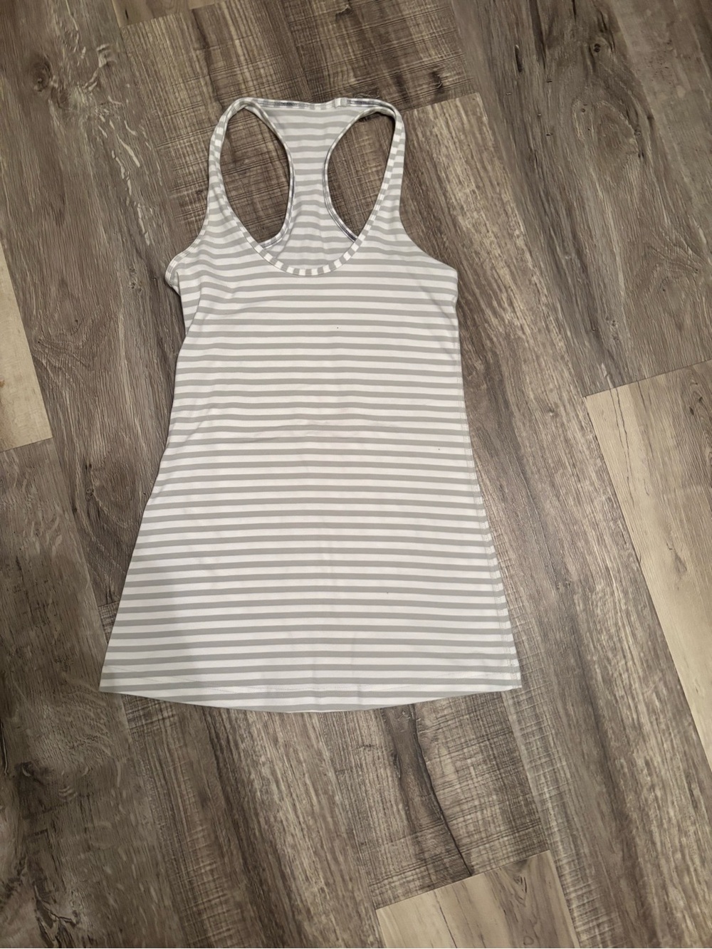 lululemon athletica Gray & White Striped Racerback Tank